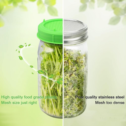 1 plastic Sprouting / Germinating mason Jar mesh lid system